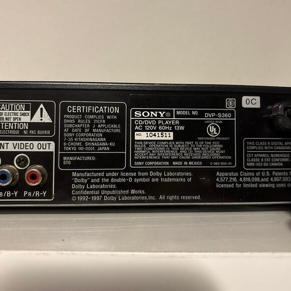 WORKS! Sony CD / DVD Player Digital Cinema w/ Remote DVP-S360 - Picture 6 of 9